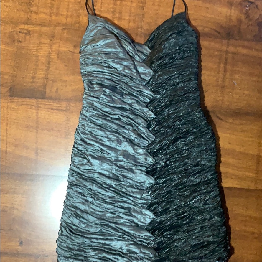 Nicole Miller Metallic Silver And Black Dress